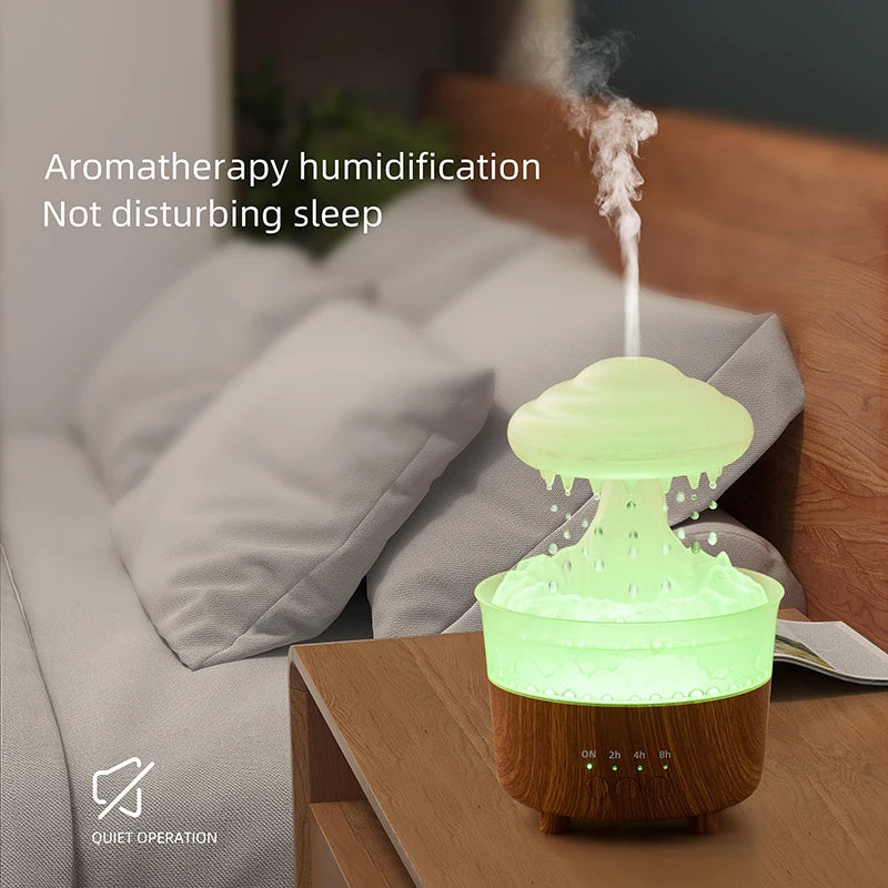 Rain Cloud Humidifier Night Light – 7-Color LED Aroma Diffuser with Rain Sound & Water Drop Effect – Essential Oil Diffuser for Relaxation, Sleep, and Home Decor