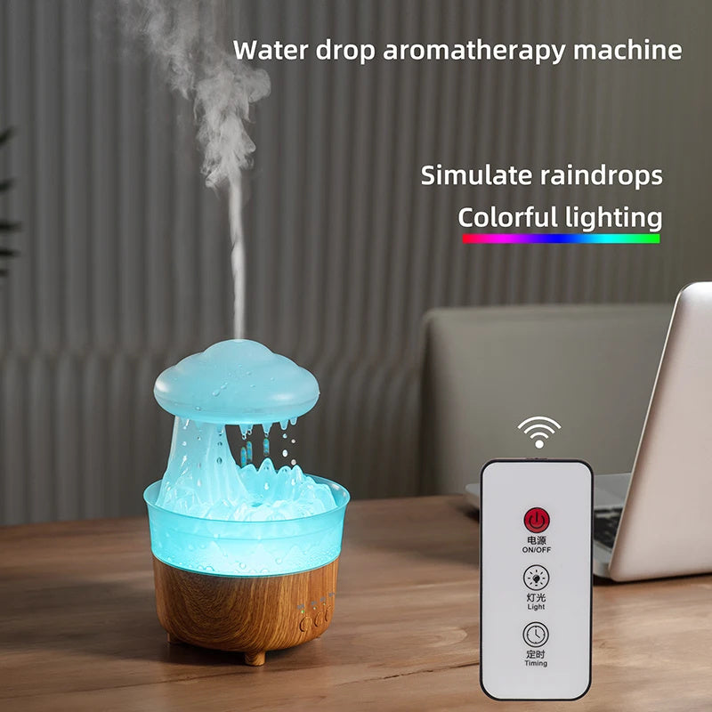 Rain Cloud Humidifier Night Light – 7-Color LED Aroma Diffuser with Rain Sound & Water Drop Effect – Essential Oil Diffuser for Relaxation, Sleep, and Home Decor