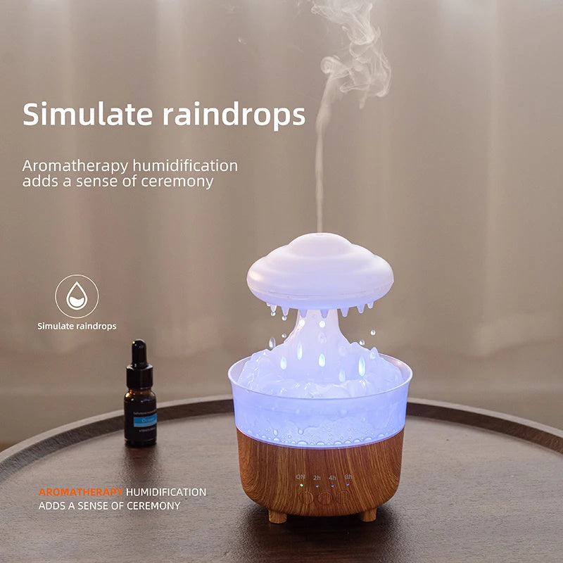 Rain Cloud Humidifier Night Light – 7-Color LED Aroma Diffuser with Rain Sound & Water Drop Effect – Essential Oil Diffuser for Relaxation, Sleep, and Home Decor