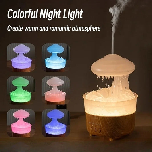 Rain Cloud Humidifier Night Light – 7-Color LED Aroma Diffuser with Rain Sound & Water Drop Effect – Essential Oil Diffuser for Relaxation, Sleep, and Home Decor