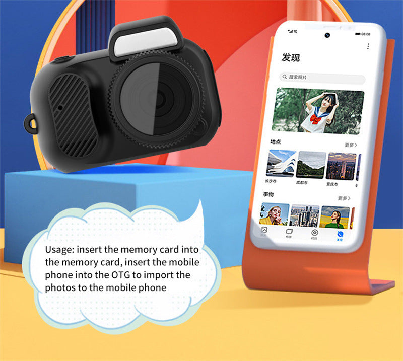 Retro Mini Camera with Screen – 1080p HD Portable Video Recorder for Indoor & Outdoor Use – Compact Travel Camera Gift for Kids & Adults – Includes Memory Card