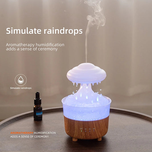 Rain Cloud Humidifier Night Light – 7-Color LED Aroma Diffuser with Rain Sound & Water Drop Effect – Essential Oil Diffuser for Relaxation, Sleep, and Home Decor