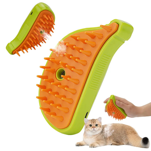 3-in-1 Pet Steam Brush Comb for Dogs & Cats – Grooming, Hair Removal, Massage